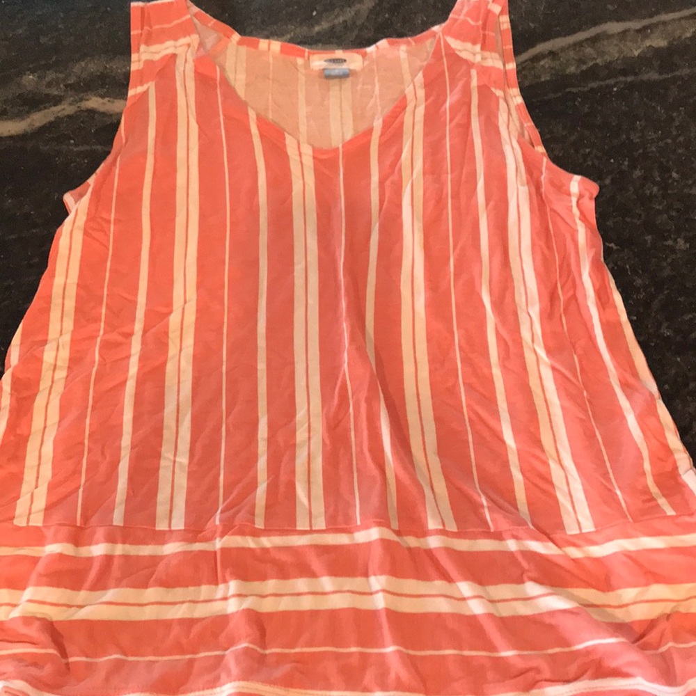 Old Navy coral rayon striped c neck tank top Small